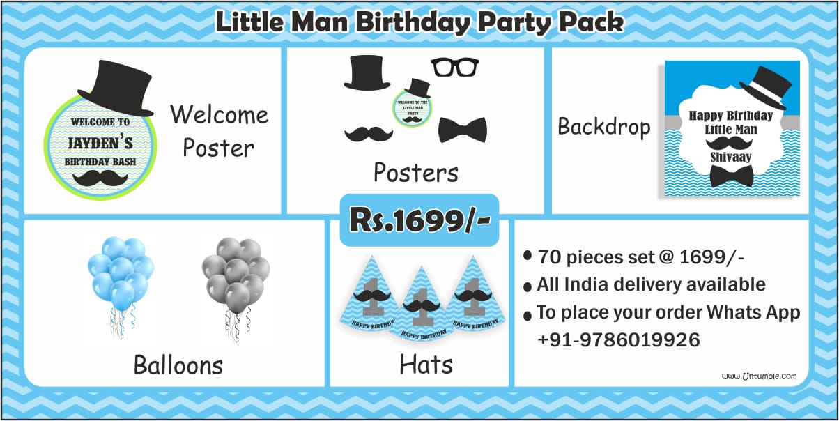 Little Man Theme Party supplies | Mustache Themed 1st Birthday party kits