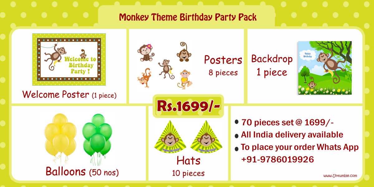 Monkey Theme Birthday Party party kits