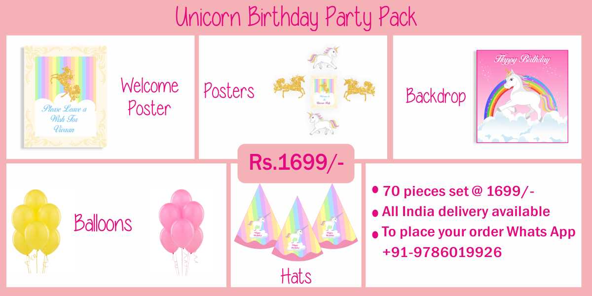 Unicorn themed birthday party supplies & decorations party kits
