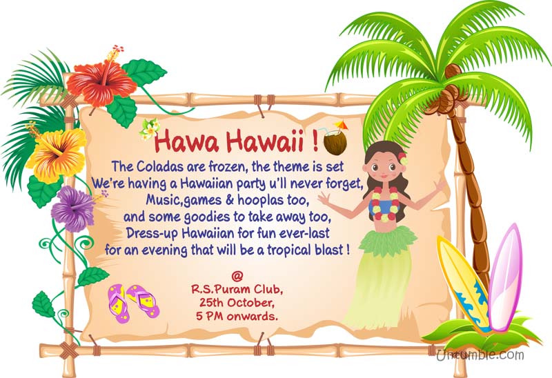 Hawaiian theme Rectangular Invitations