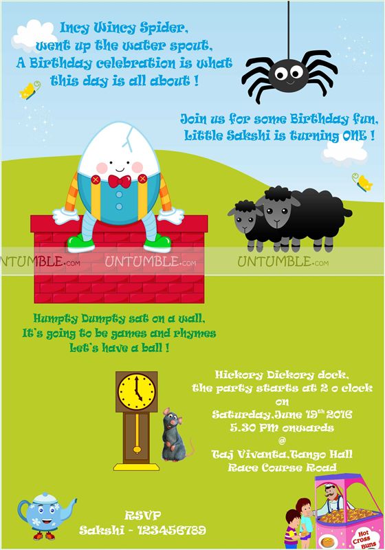 Nursery Rhymes Theme Rhyme Rectangular Invite Untumble Nursery Rhymes Theme Rhyme Rectangular Invite