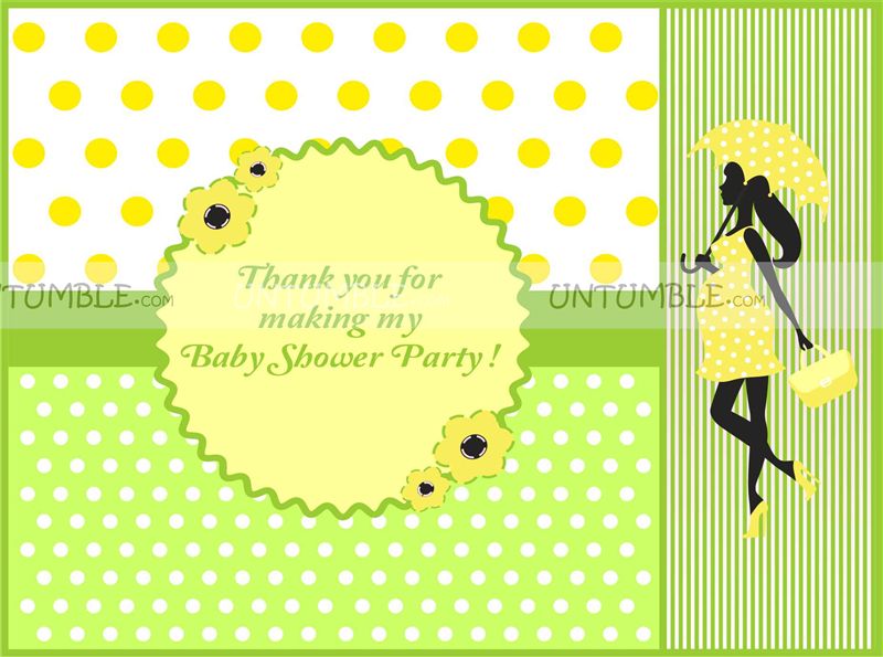 Yellow Baby Shower Theme Thank You Cards Green And Untumble Com Yellow Baby Shower