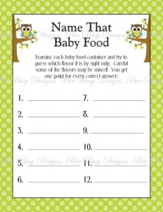 Name that baby food - Baby shower games