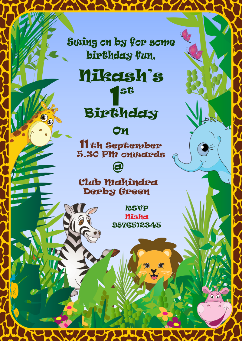 Jungle Themed Free Birthday Invitation free personalised greetings jungle-themed-free-birthday-invitation-free-personalised-greetings