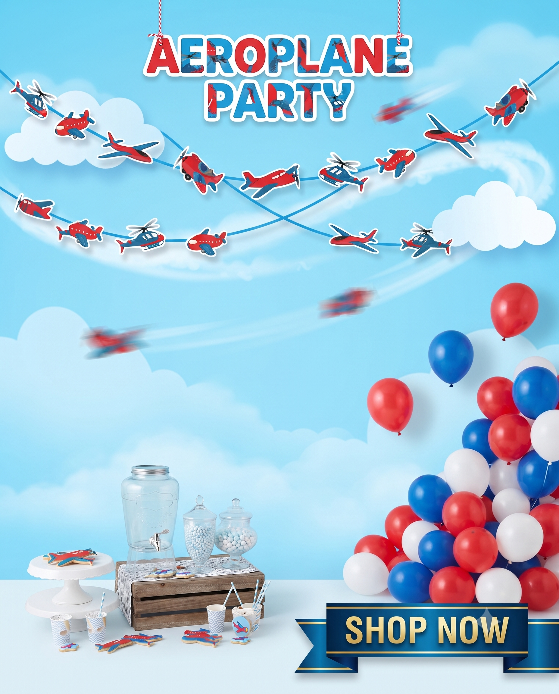 Aeroplane Theme Birthday Party Decoration Supplies party kits