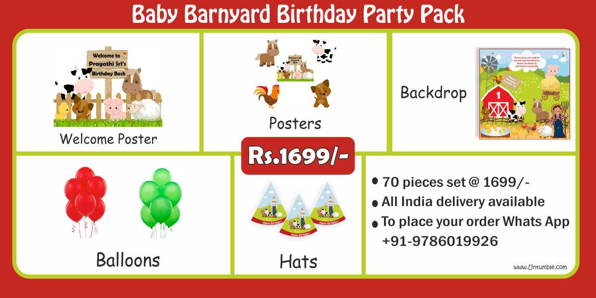 Farm birthday party decorations | Baby Barnyard Theme  party kits