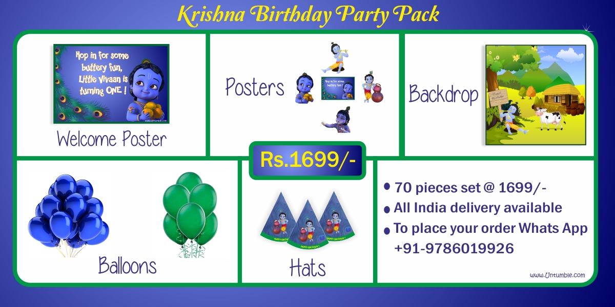 Krishna Theme Birthday party supplies & decor party kits